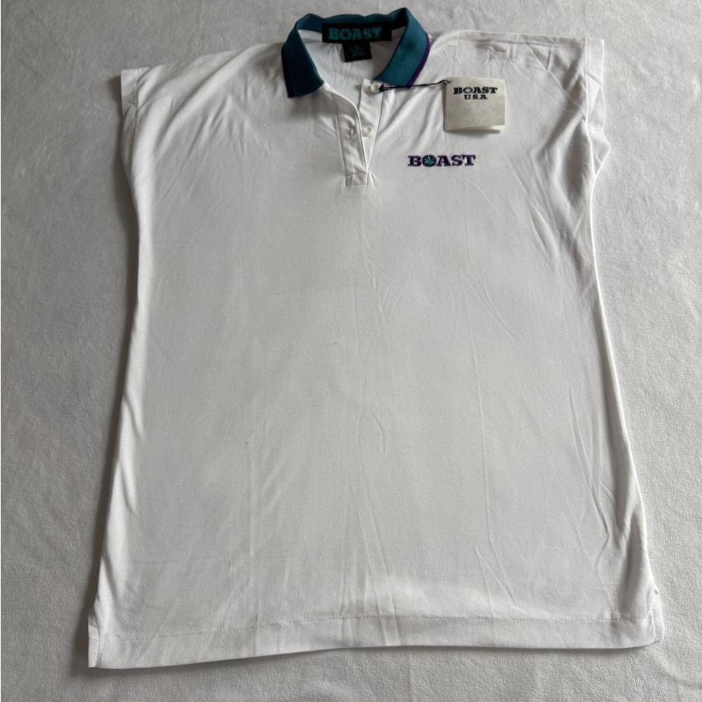 BOAST USA Vintage Womens Tennis Polo Shirt – Size S – White – NWT - Picture 2 of 6